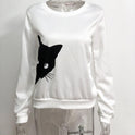 Cat head print loose long-sleeved women's sweater