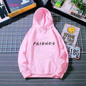 Women's Letter Friend Print Long Sleeve Hooded Sweatshirt