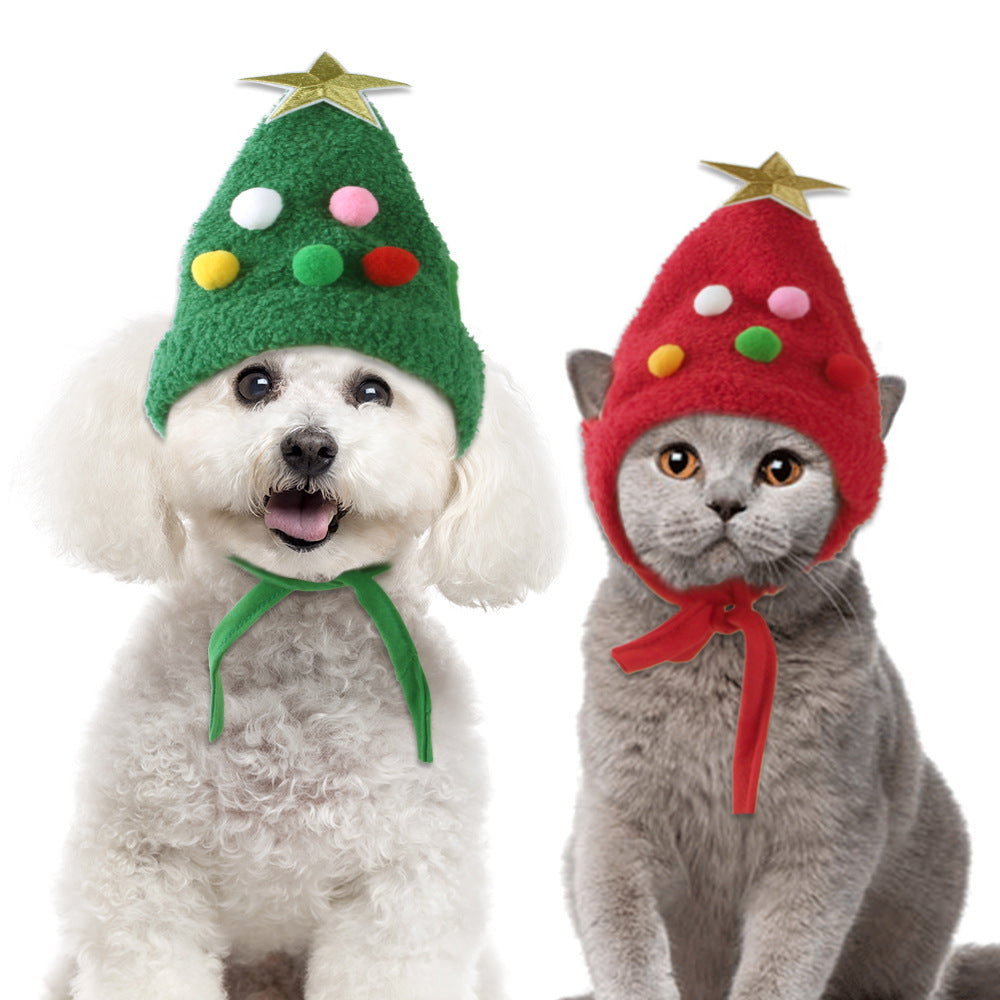 Pet Christmas Headgear Tree Shaped Hat Cat Funny Headwear Supplies