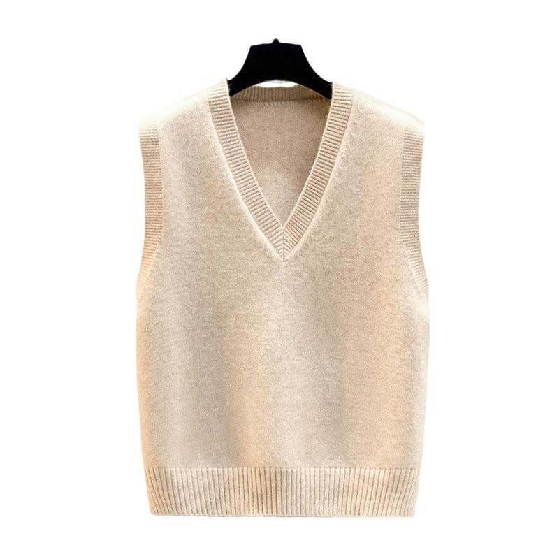 Female Knitting Sweater V-neck Loose-fitting Waistcoat