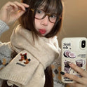 Autumn And Winter Fashionable Warm Cartoon Cute Embroidered Puppy Scarf For Women