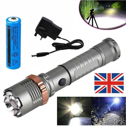 1200000LM 5 Modes Tactical LED Flashlight Rechargeable Camping Torch  Batt  Chare  The UK Does Not Include VAT, Which Needs To Be Borne By Oneself. Please Consider Carefully Before Placing An Order