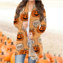 Halloween Digital Printing Casual Cardigan Jacket Women