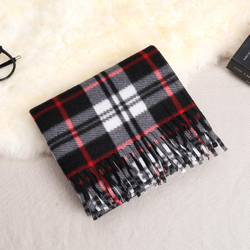 Autumn And Winter Classic Plaid Double-sided Velvet Gift Men's Warm Scarf Women's Shawl