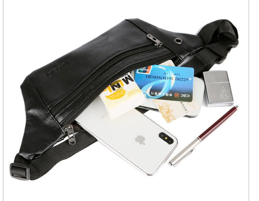 Ultra-thin PU Men's Belly Phone Waist Bag