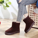 Women's Flat-Bottom Thickened Leather Plus Size Couple Snow Boots