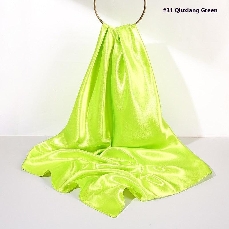 Pure Color Silk Scarf Artificial Silk 90cm Shiny Satin Shawl