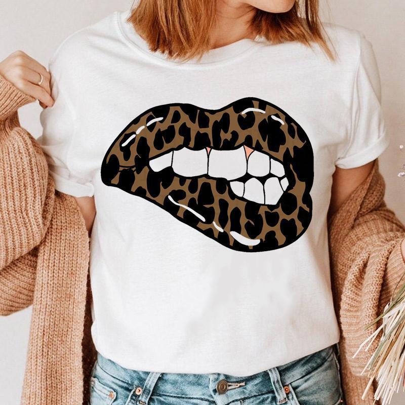 Fashion Printing Creative Color Lip Print Short Sleeve