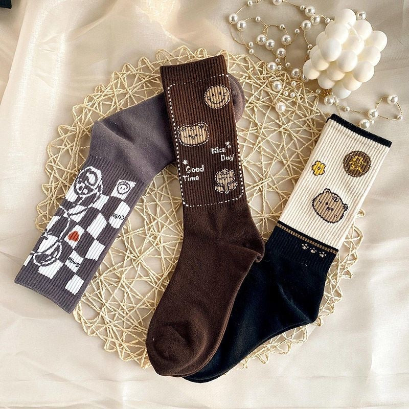 Coffee Colored Socks And Stockings Trend Korean Version