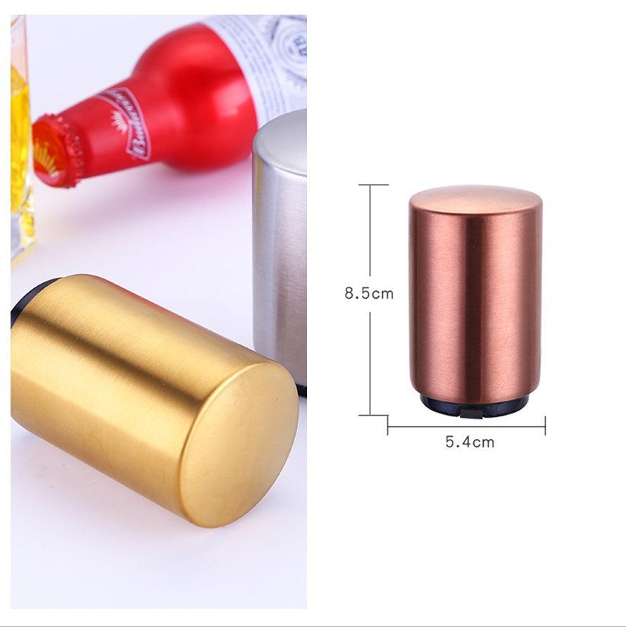 Portable Magnetic Automatic Beer Bottle Opener Bar Accessories Decor Stainless Steel Wine Can Openers with Brushed Metal