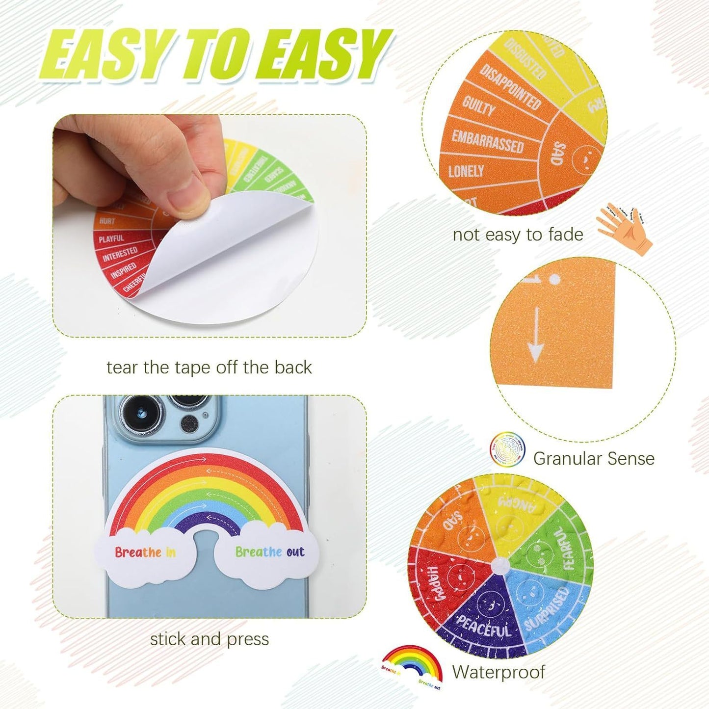 15-piece Decompression Stickers Anxiety Stripe Management Stickers Sensory Items Fingertip Stickers