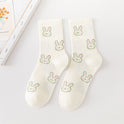 Cartoon Rabbit Carrot Green Women Socks