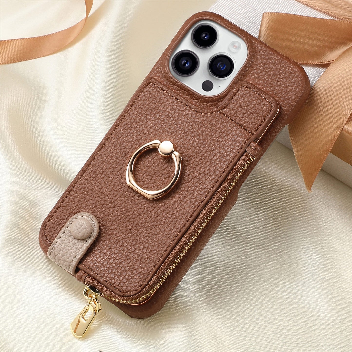 Suitable For 16 Phone Case Ring Bracket Zipper Card Holder