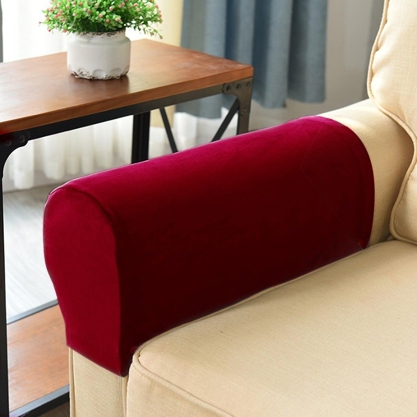 Silver Fox Velvet Sofa Hand Rail All-inclusive Protective Cover Elastic Full-cover Solid Color Household Two Pieces