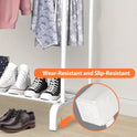 Multifunctional Coat  Clothing Double Rod Hanger With Shelf Freestanding White