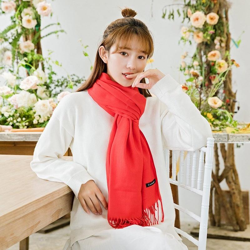 Pure Color Warm Keeping Scarf All-match Cashmere Shawl