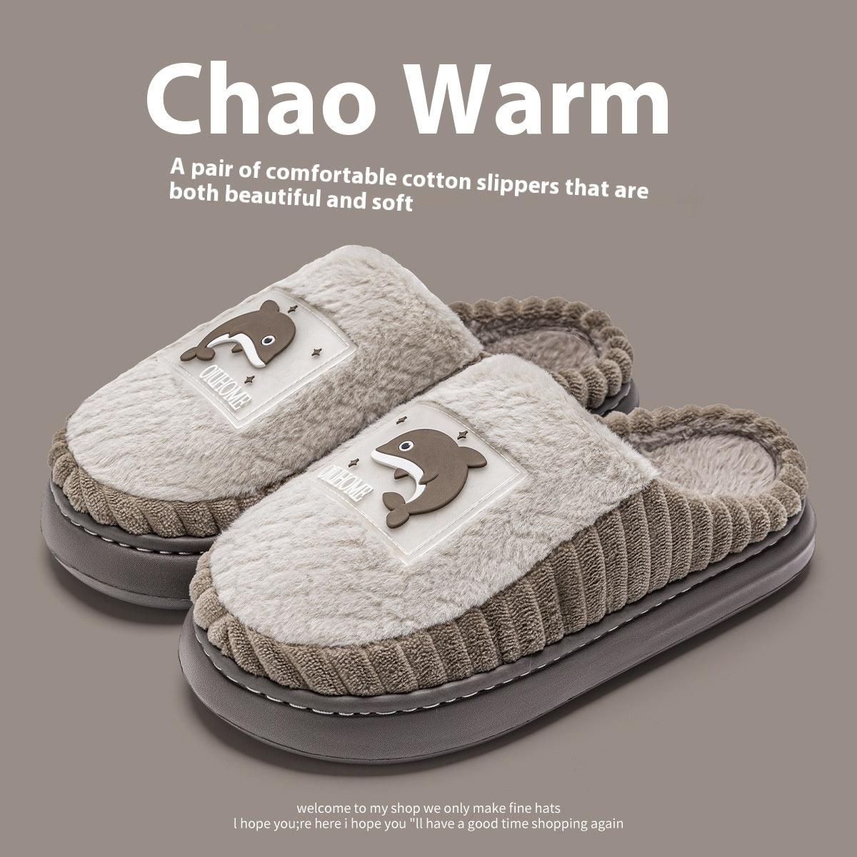 Non-slip Fleece-lined Warm Couple Fluffy Slippers