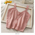 Sweet Wind Love Button Short Cropped Knitted Vest Women