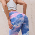 Ink Jacquard Tie-dyed Bubble Polyester Yoga Pants Slim Fit