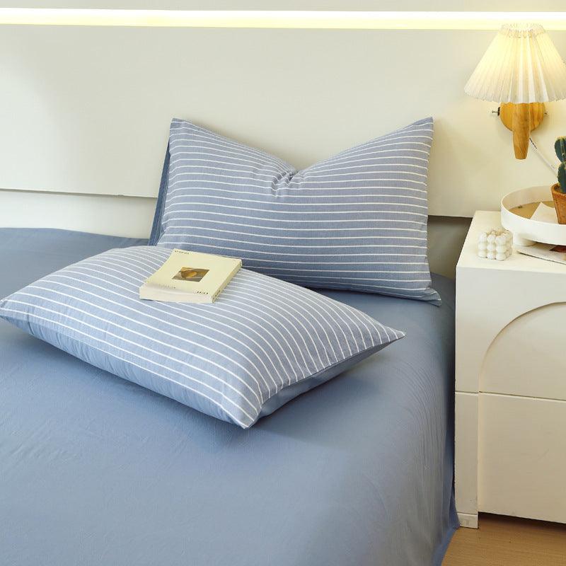 Washed Cotton Pillowcase Yarn-dyed Double-piece Types A And B Single Pillowcase