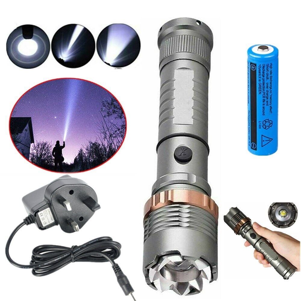 1200000LM 5 Modes Tactical LED Flashlight Rechargeable Camping Torch  Batt  Chare  The UK Does Not Include VAT, Which Needs To Be Borne By Oneself. Please Consider Carefully Before Placing An Order