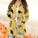 Halloween Digital Printing Casual Cardigan Jacket Women