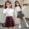 Color Red Plaid Skirt All-match College Style Girls
