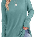 Solid Color Split-finger Long-sleeved Shirt Loose Mid-length