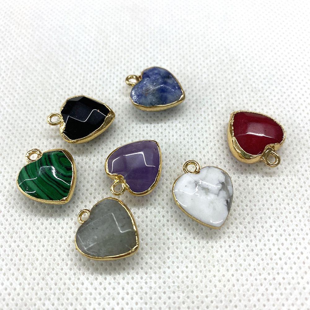 Natural Stone Faceted Malachite 15 X18mm Heart-shaped Tigereye Pendant