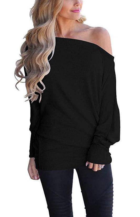 Women's Solid Color Long-sleeved Casual Loose T-shirt