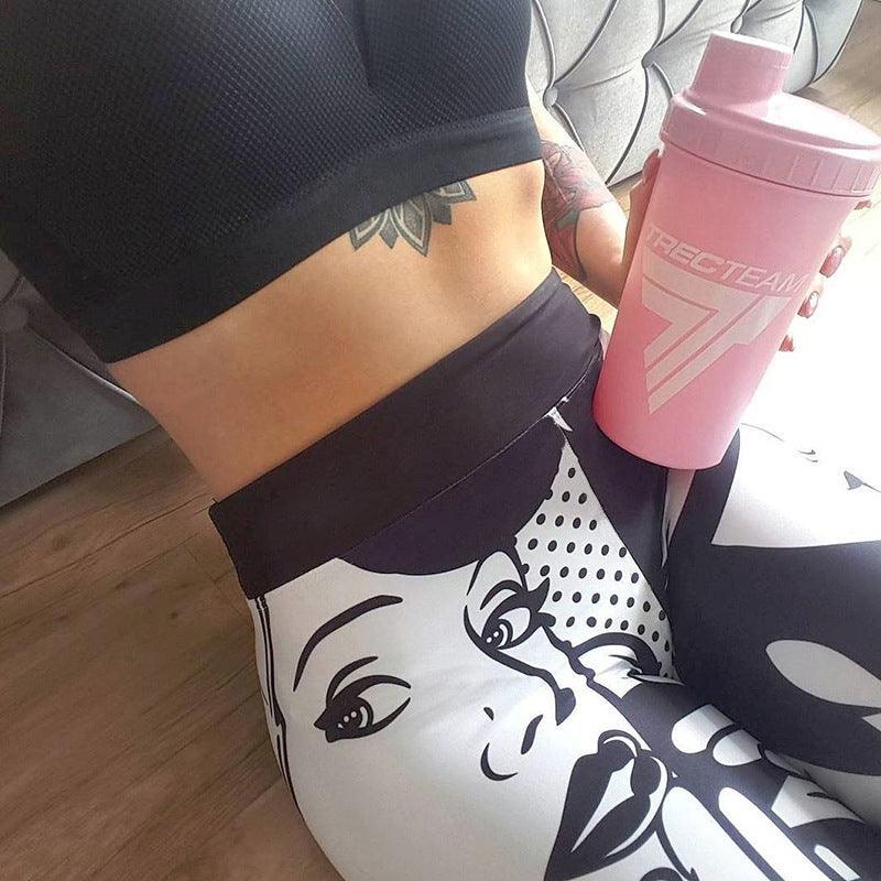 Europe and the United States Amazon explosion digital LOVE printing hip elastic yoga leggings