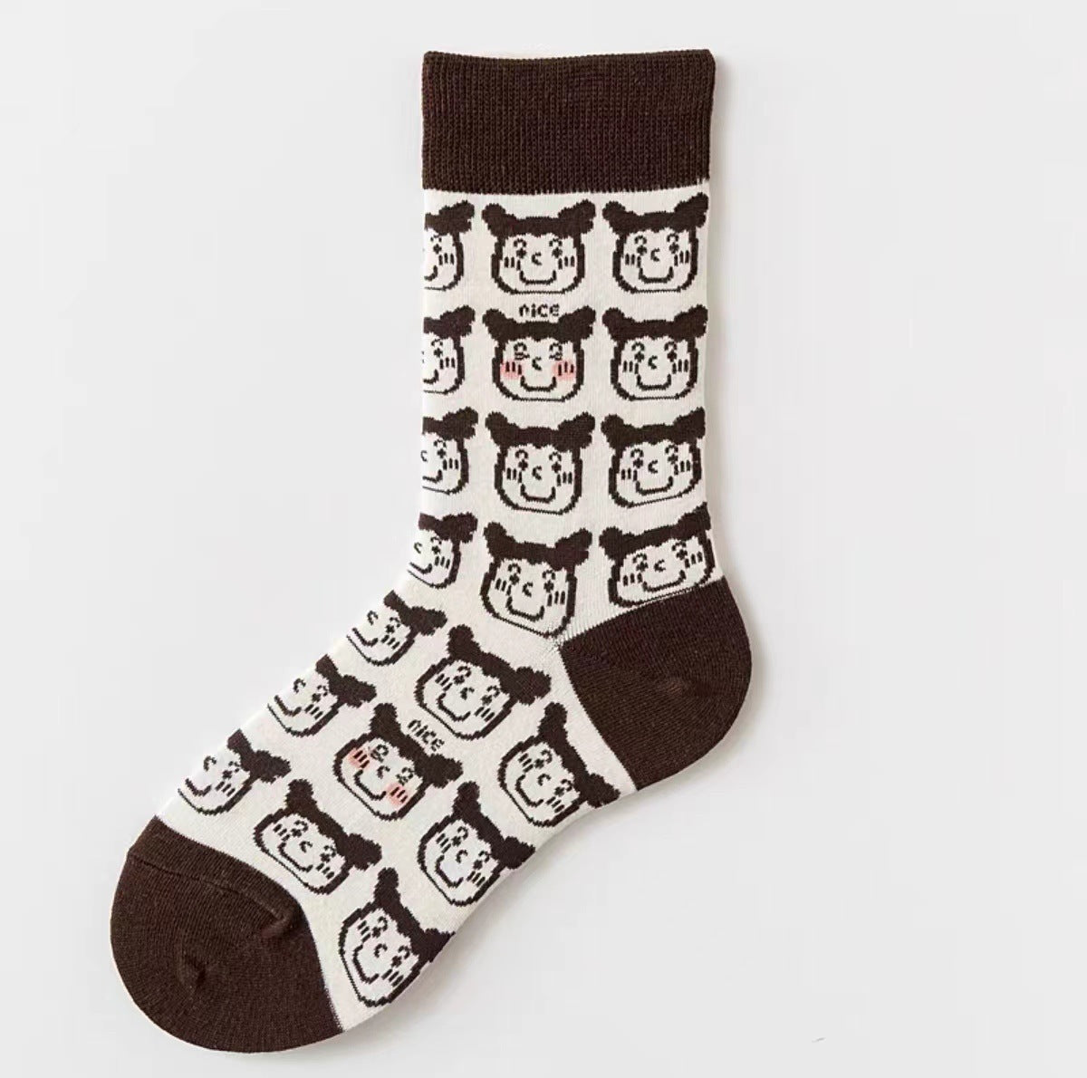 Women's Black And White Cartoon Mid-calf Length Loose Socks