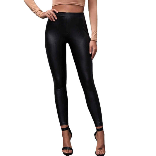 Mid-waist Pu Slim Tight-fitting Hip Sexy Female Leather Pants