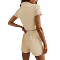 Spring New Women's Clothing Fashion Suit Two-piece Short Sleeve High Waist Cropped Shorts