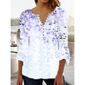 Women's Digital Printing V-neck Long-t-shirt