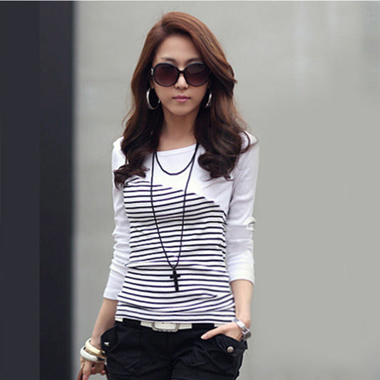 Striped stitching contrast base shirt