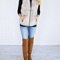 New Women's Plush Vest Jacket, Stand-Up Collar Sleeveless Women's Vest Top
