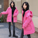 Hooded Drawstring Waist-tight Large Pocket Thermal Cotton-padded Clothes Women
