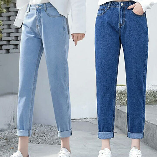 Korean version versatile loose straight denim