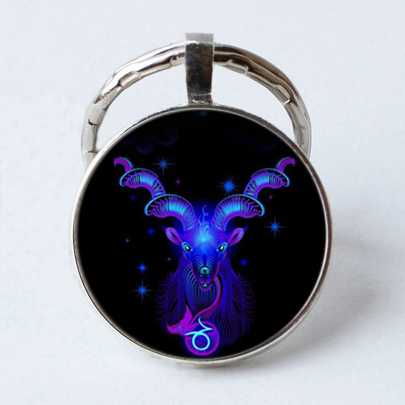 Twelve Constellation 25mm Time Gem Metal Keychain