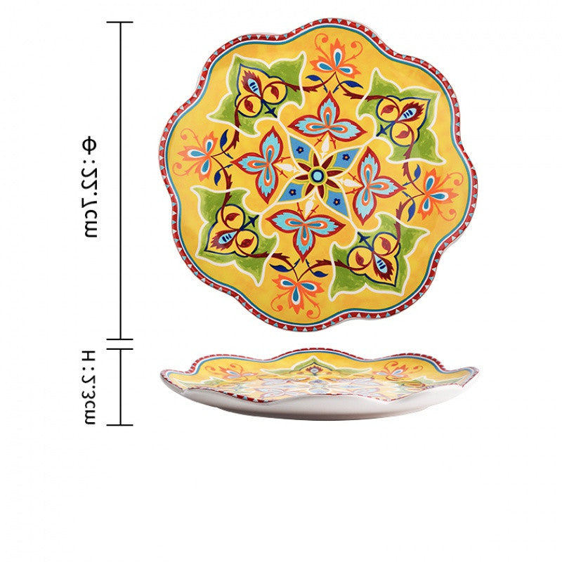 Underglaze ceramic steak western plate