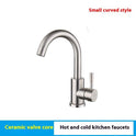 Stainless Steel Basin Hot And Cold Single Hole Faucet Rotatable