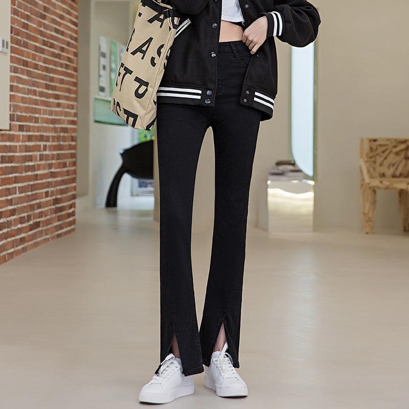 Women's High Waist Slim Skinny Stretch Slit Jeans