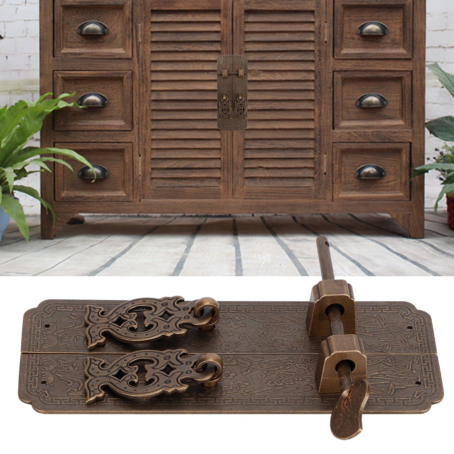 Door Handles Kit Chinese Style Antique Copper Gate Pull Handle Furniture Hardwares