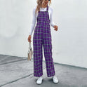 Plaid Spaghetti Straps Casual Jumpsuit Women's Clothing