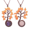Natural Crystal Round Woven Tree Of Life Pendant Hand Woven Fashion