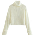 Turtleneck Sweaters Women's Clothing Striped Short Style