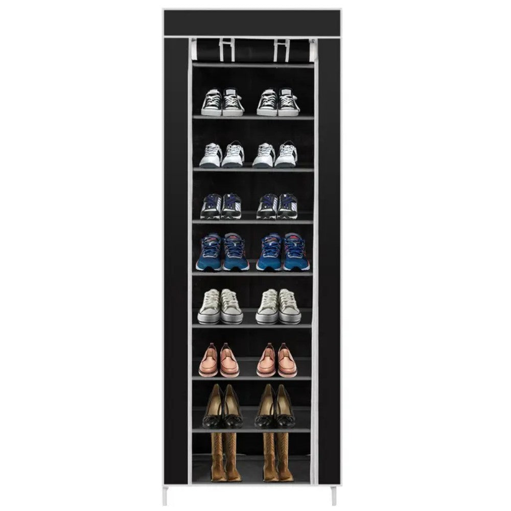 9 Tier Cabinet Storage Shoe Rack Stand Holds 27 Pairs Shoe Organizer Dustproof