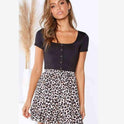 Leopard-print mid-rise elasticated ruffled short skirt