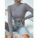 New European And American Women's High Neck Sweater Pullover Knitted Top